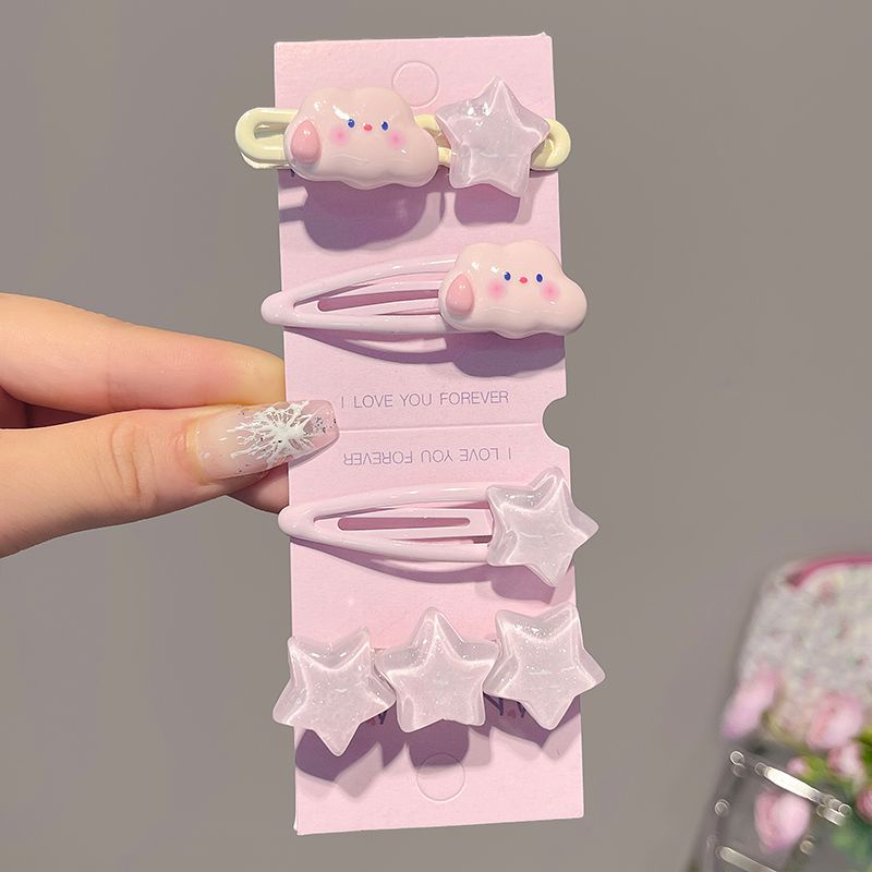 Set 5 Kẹp Tóc Hình Đám Mây / Ngôi Sao / Đám Mây Dễ Thương Xinh Xắn Cho Nữ