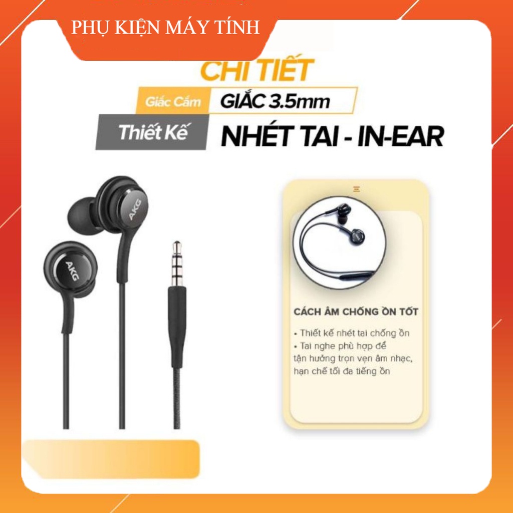 Tai nghe AKG Có Dây Chính Hãng màu đen có micro nhét tai Âm Bass Sinh Động Bảo hành Lỗi 1 đổi 1