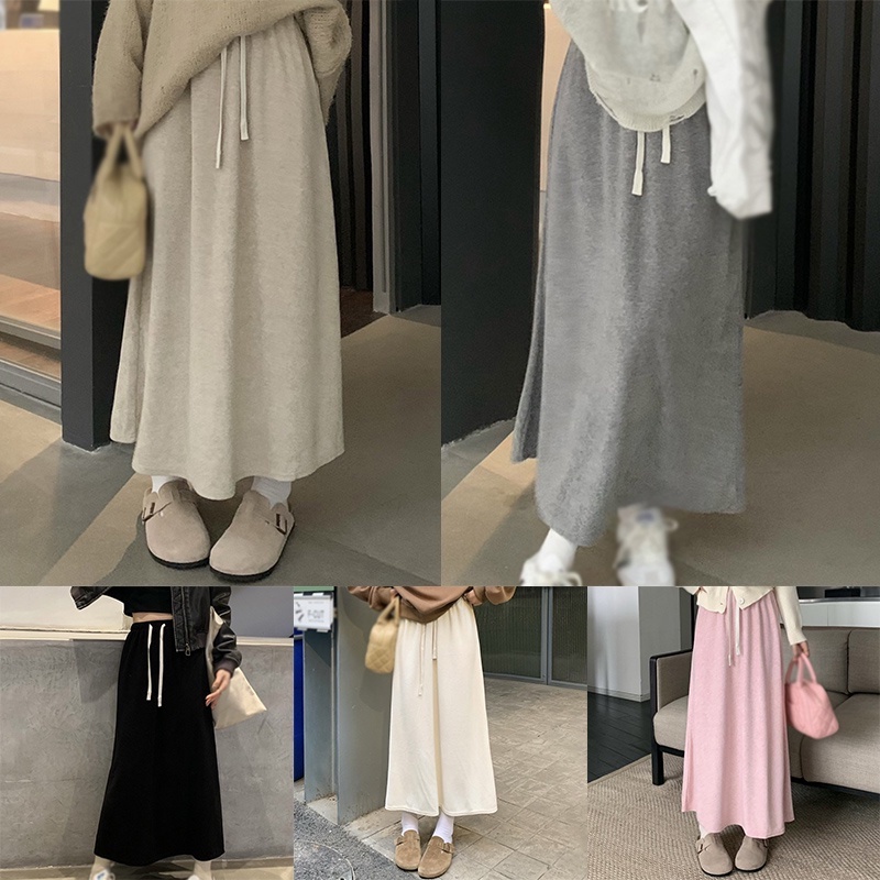 Chân Váy Lưng Cao Co Giãn Màu Sắc Thời Trang Xuân Thu Cho Nữ