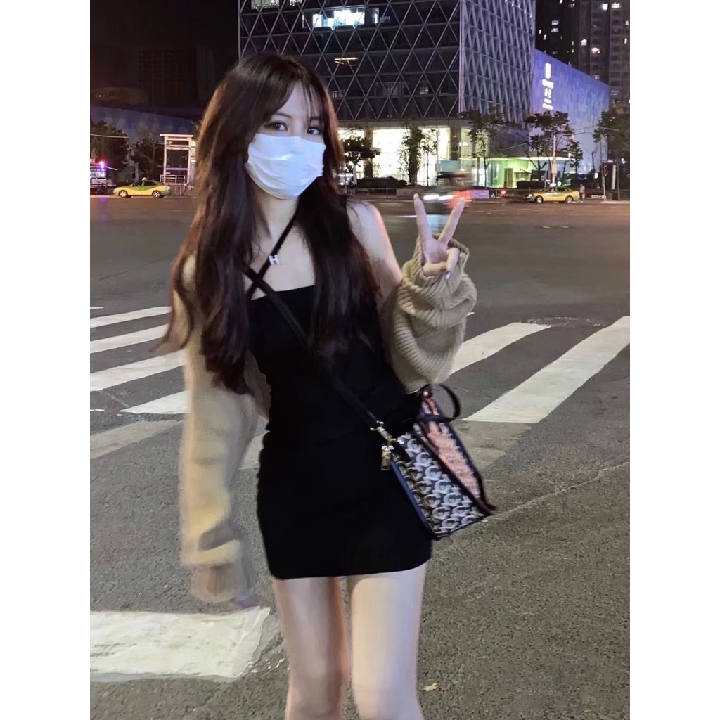 Áo cardigan Dệt Kim Hai Dây Dáng Ôm Phong Cách Hàn Quốc Thời Trang Mùa Thu 2023 Cho Nữ