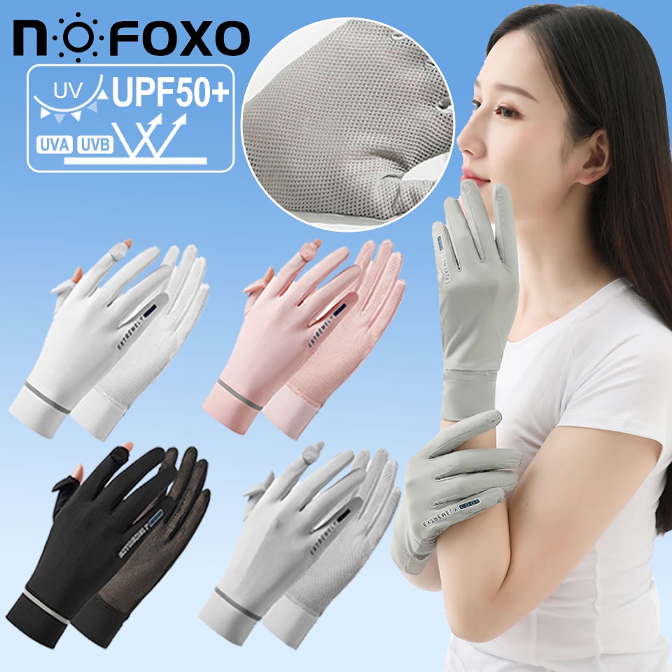 Găng tay chống nắng NOFOXO upf50 + bằng lụa lạnh thoáng khí chống tia uv thời trang mùa hè cao cấp