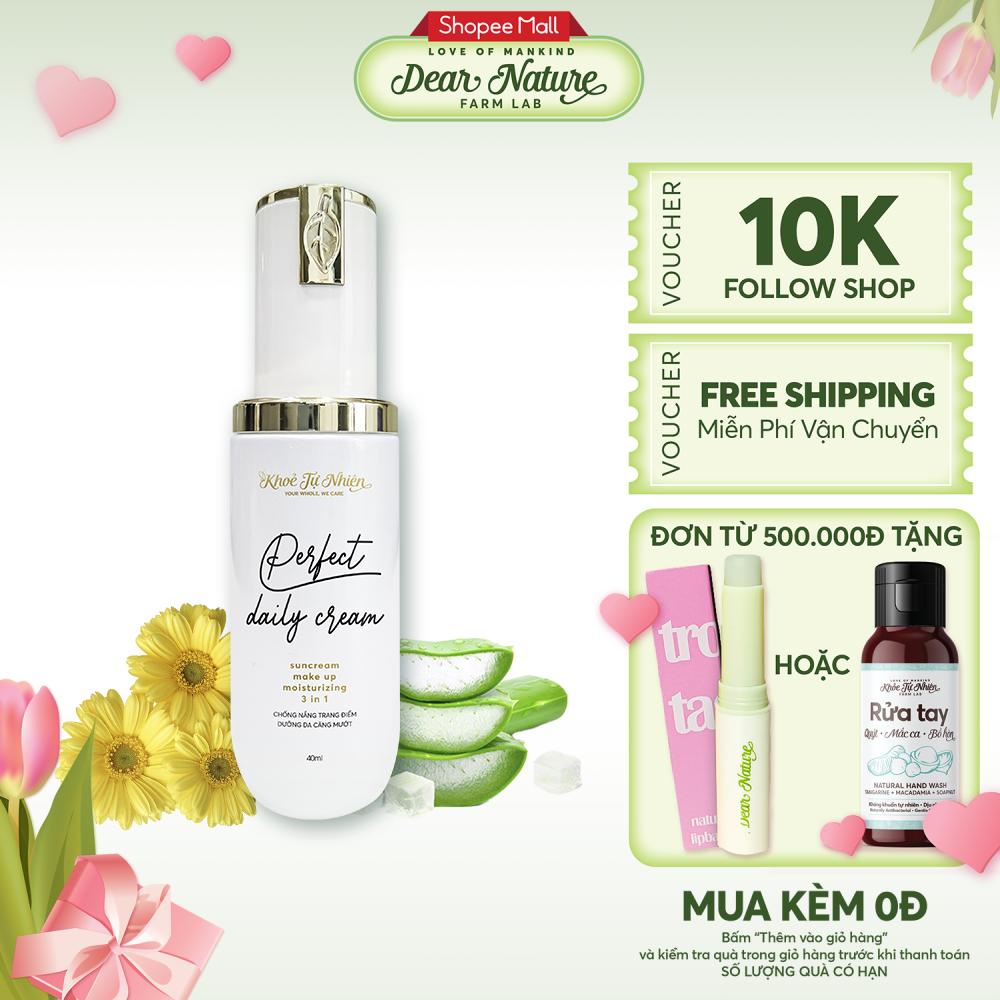 Kem dưỡng da đa năng 3 in 1 Dear Nature Khỏe Tự Nhiên nâng tông make up SPF50 PA+++ 40ml không chứa dầu