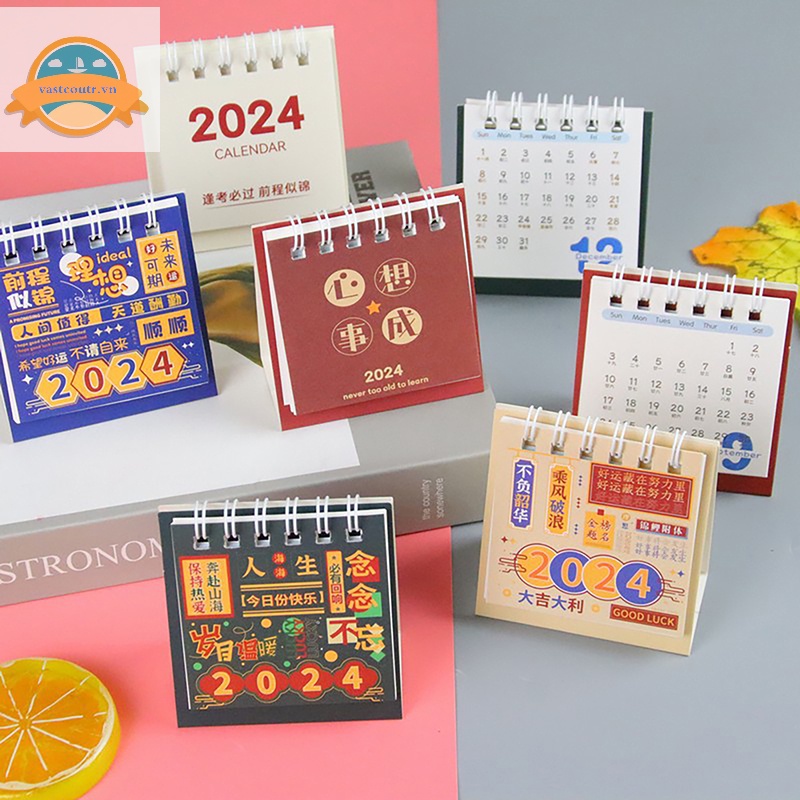 Lịch Để Bàn mini coutr 2024 Dùng Trang Trí Văn Phòng / Trường Học