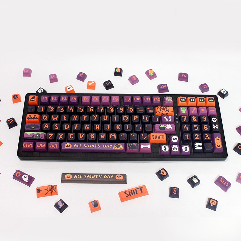 Keycap giới hạn Halloween, 135 phím, chiều cao XDA 9,5MM, thăng hoa PBT, phù hợp với bàn phím phím 87/68/84/104/108 ​