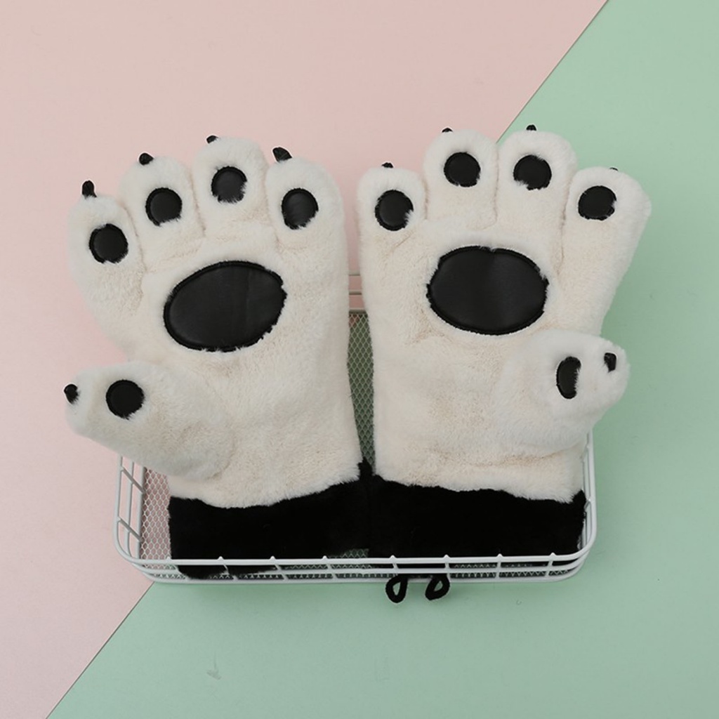 Querenmim.cl Găng Tay Giữ Ấm Mùa Đông Hình Chân Gấu Dễ Thương Thông Dụng Cho Nữ