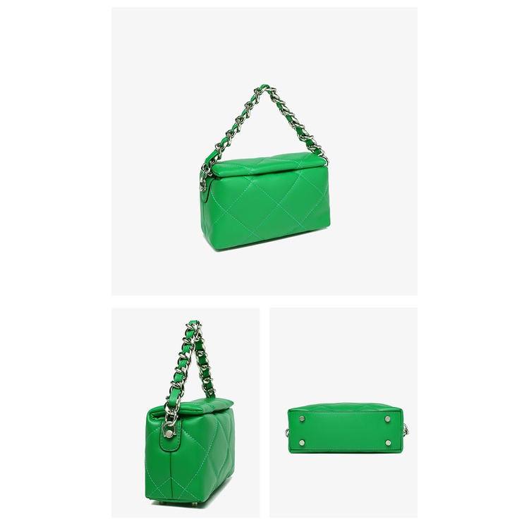 Iconzero Nữ Dây Xích Thời Trang Đeo Vai Túi Nhỏ Mini Đeo Chéo Kim Cương Túi Da Thật Cao Cấp Túi Vuông Nhỏ