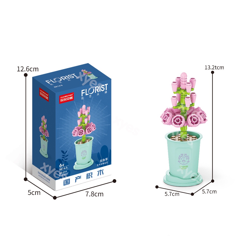 Đồ Chơi Lắp Ráp Hình Bó Hoa Bất Tử mini Trang Trí Phòng