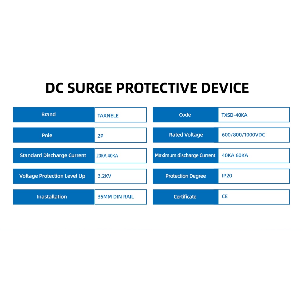 Dc Thiết Bị Bắt Tia Cực Tím Ppd 2p 20ka 40ka 60ka 60ka 600v 800v 1000v