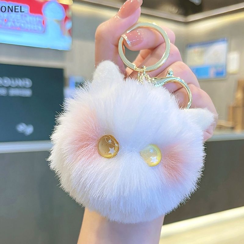 Móc Khóa Banh Lông Xù Hình Mèo Má Hồng onel Đáng Yêu Dành Cho Làm Quà Sinh Nhật vn