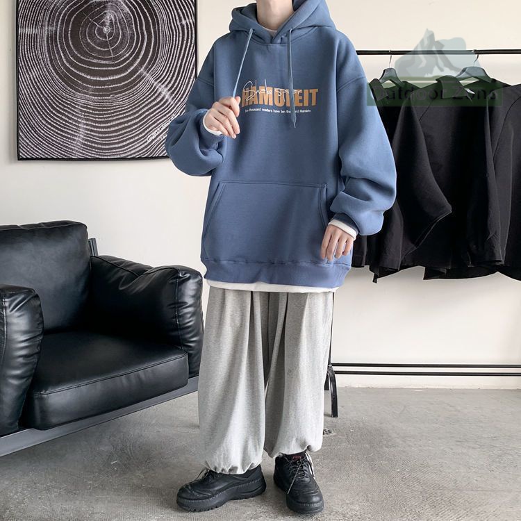 Áo hoodie Lông Cừu Dày Dặn Dáng Rộng Thời Trang Xuân Thu Cho Nam