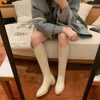 Giày Bốt Da Cao Gót Mũi Nhọn Thời Trang Cho Nữ