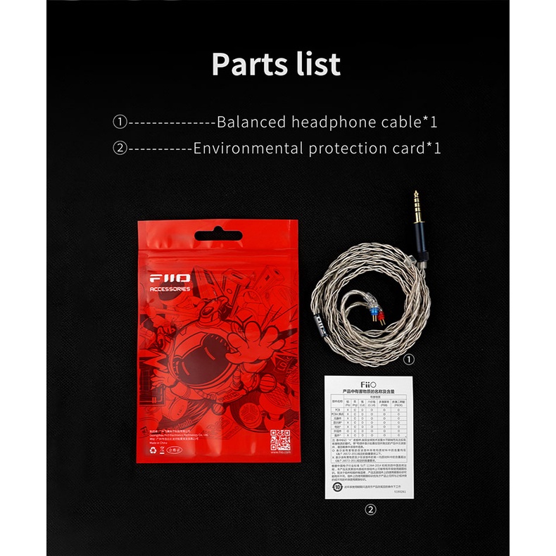 Fiio Dây Cáp Tai Nghe Cân Bằng Mạ Bạc ls-4.4a 4.4mm Sang 0.78mm 2pin Cho fd11 fd3