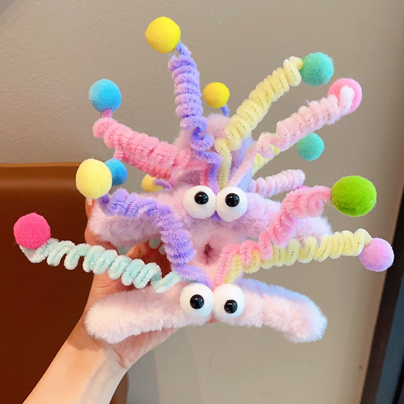 Kẹp Tóc sq3 Phủ Lông Nhung Họa Tiết Hoạt Hình Dễ Thương Vui Nhộn Cho Nữ