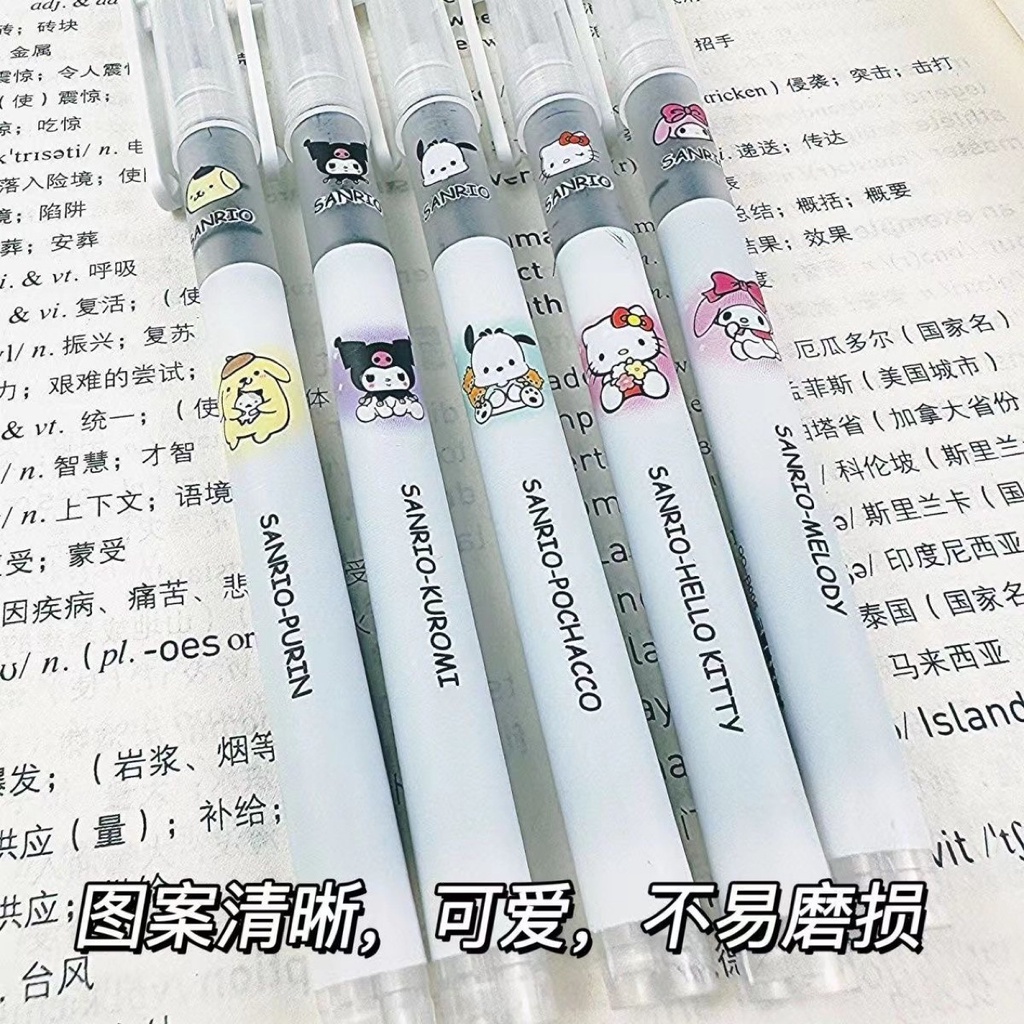 SANRIO Bộ 5 Bút Mực Nước Ngòi 0.5mm Hình kuromi Pacco Dễ Thương