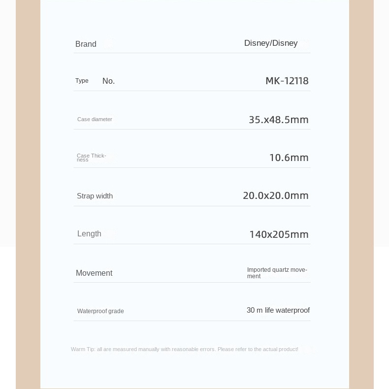 Disney / Đồng Hồ Đeo Tay Mặt Nhỏ Chống Thấm Nước Phát Sáng Thanh Lịch Thời Trang Dành Cho Nữ ins