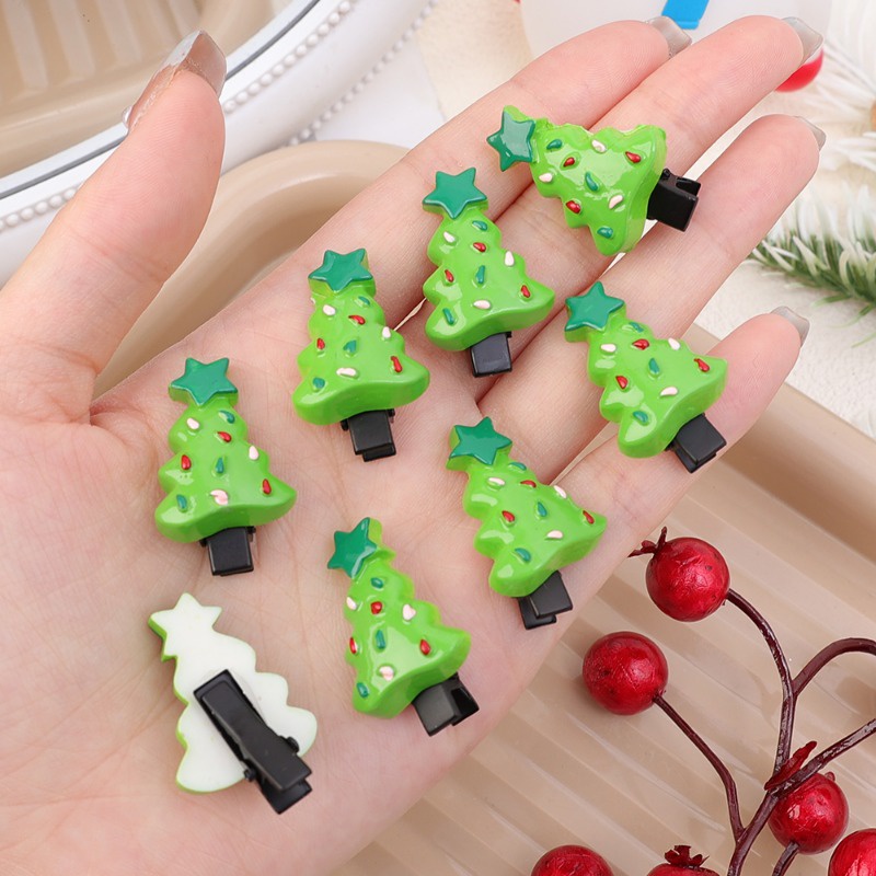 Kẹp Tóc Hình Cây Thông Giáng Sinh Bằng resin Dễ Thương Cho Bé Gái