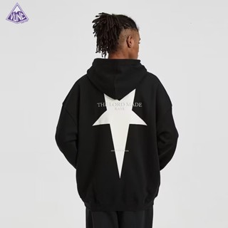 Áo hoodie VUNC dáng rộng in họa tiết ngôi sao phong cách đường phố Mỹ cá tính cho nam