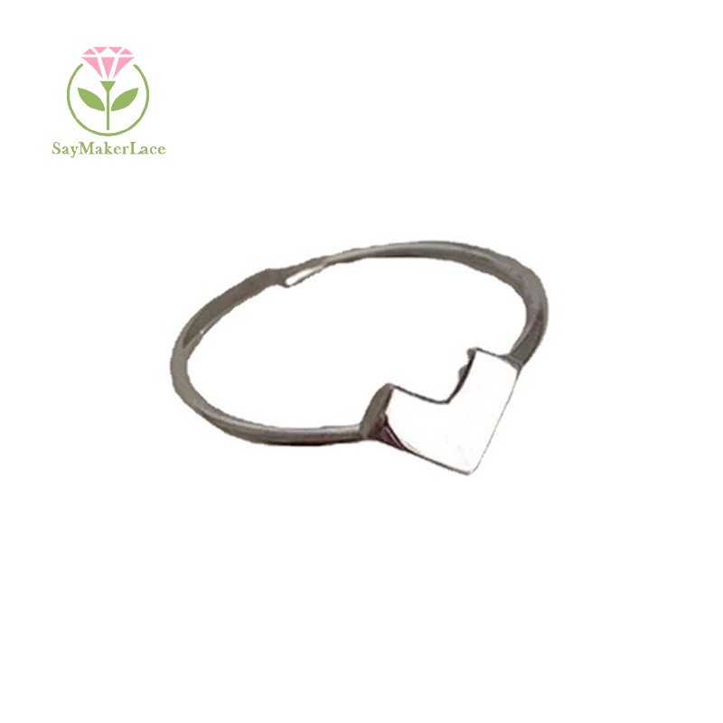 Set nhẫn SayMakerLace hình trái tim rỗng màu bạc đơn giản cá tính chỉnh được