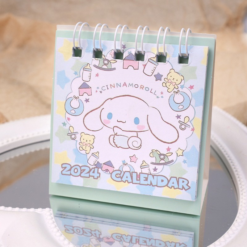 SANRIO Popochacco kuromi cinnamoroll / Lịch Để Bàn 2024 mini Dễ Thương Nhỏ Gọn Trang Trí Văn Phòng / Trường Học
