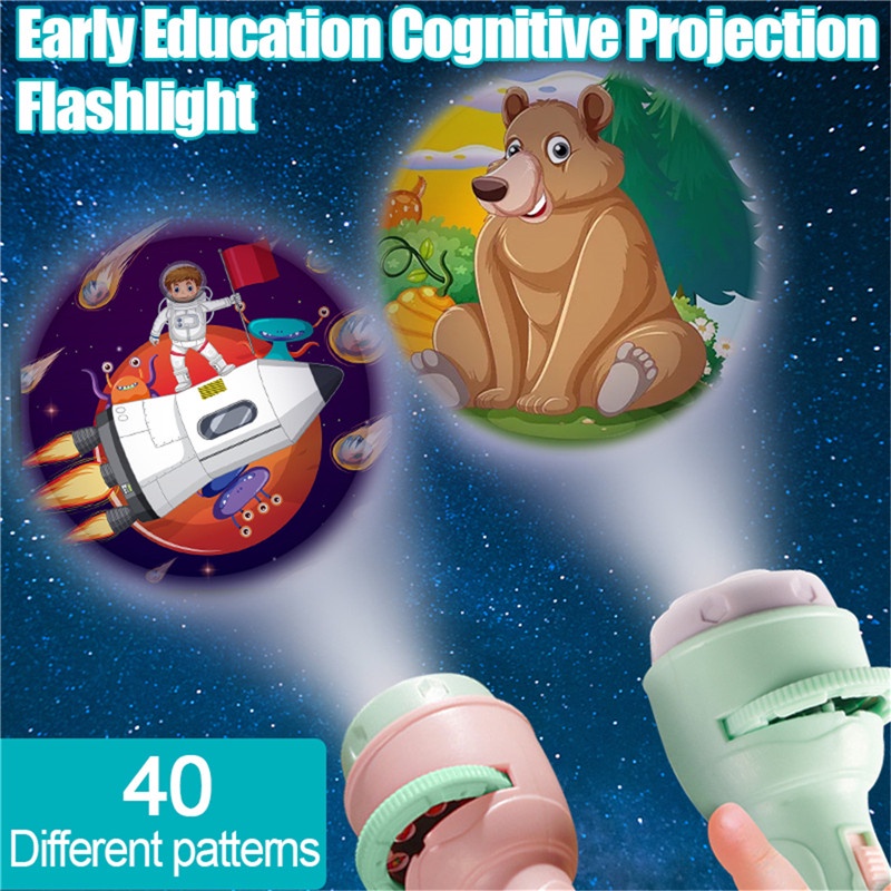 Đồ Chơi Đèn Pin Chiếu Hình Hoạt Hình Vui Nhộn Cho Bé