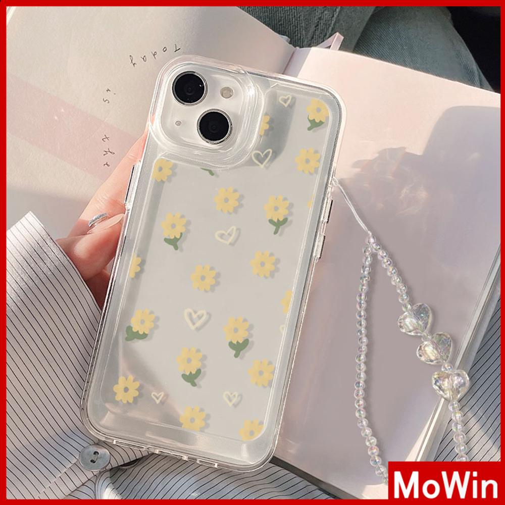 Ốp lưng iPhone 15 Pro Max Ốp iPhone Trong Suốt TPU Mềm Vỏ Mạ Điện Nút Dây Vòng Tay Hoa Màu Vàng Trái Tim Tương Thích Với iPhone 14 13 Pro Max 12 Pro Max 11 XR XS 7Plus