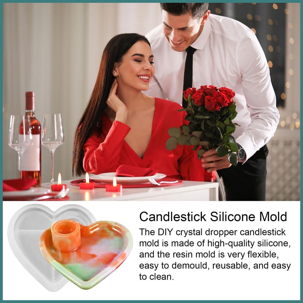 Khuôn Làm Giá Đỡ Nến Hình Trái Tim / Tròn Bằng Nhựa resin diy