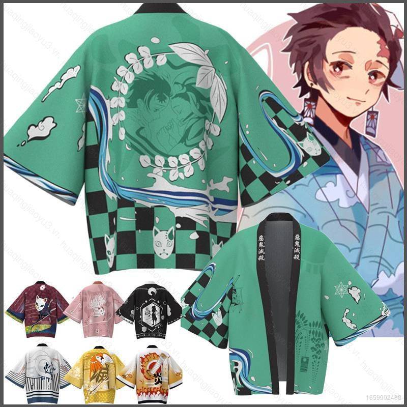 Áo Khoác kimono hy3 demon slayer haori Tay Dài Hóa Trang Nhân Vật anime tanjiro zenitsu Cỡ Lớn unisex