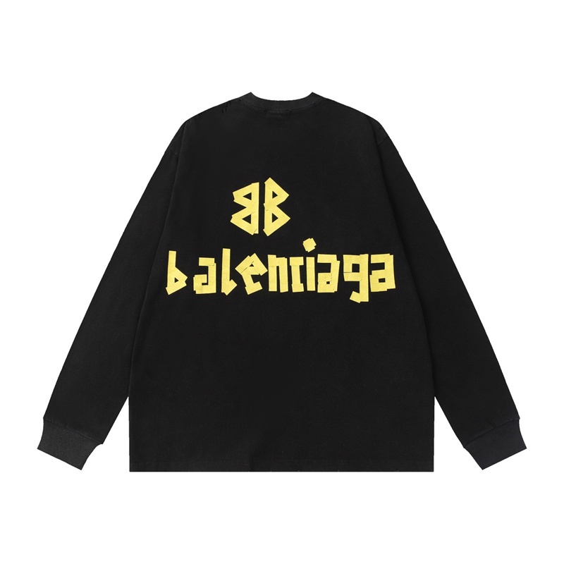 Áo Thun Tay Dài Cổ Tròn in logo Băng Keo Cổ Điển Thoải Mái Thời Trang Hiệu Balenciaga-paris Đẹp Trên Cơ Thể unisex!