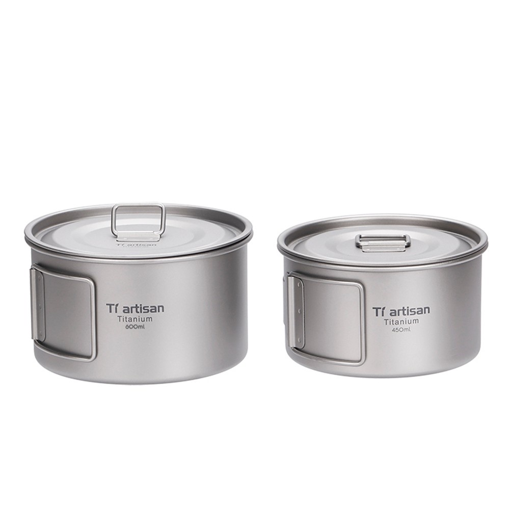 Motorland Bát Ăn Tối Bằng Titan Có Tay Cầm Có Thể Gấp Lại Dùng Khi Đi Cắm Trại Ngoài Trời