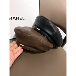 Mũ beret da pu phối kim loại thời trang cho nữ