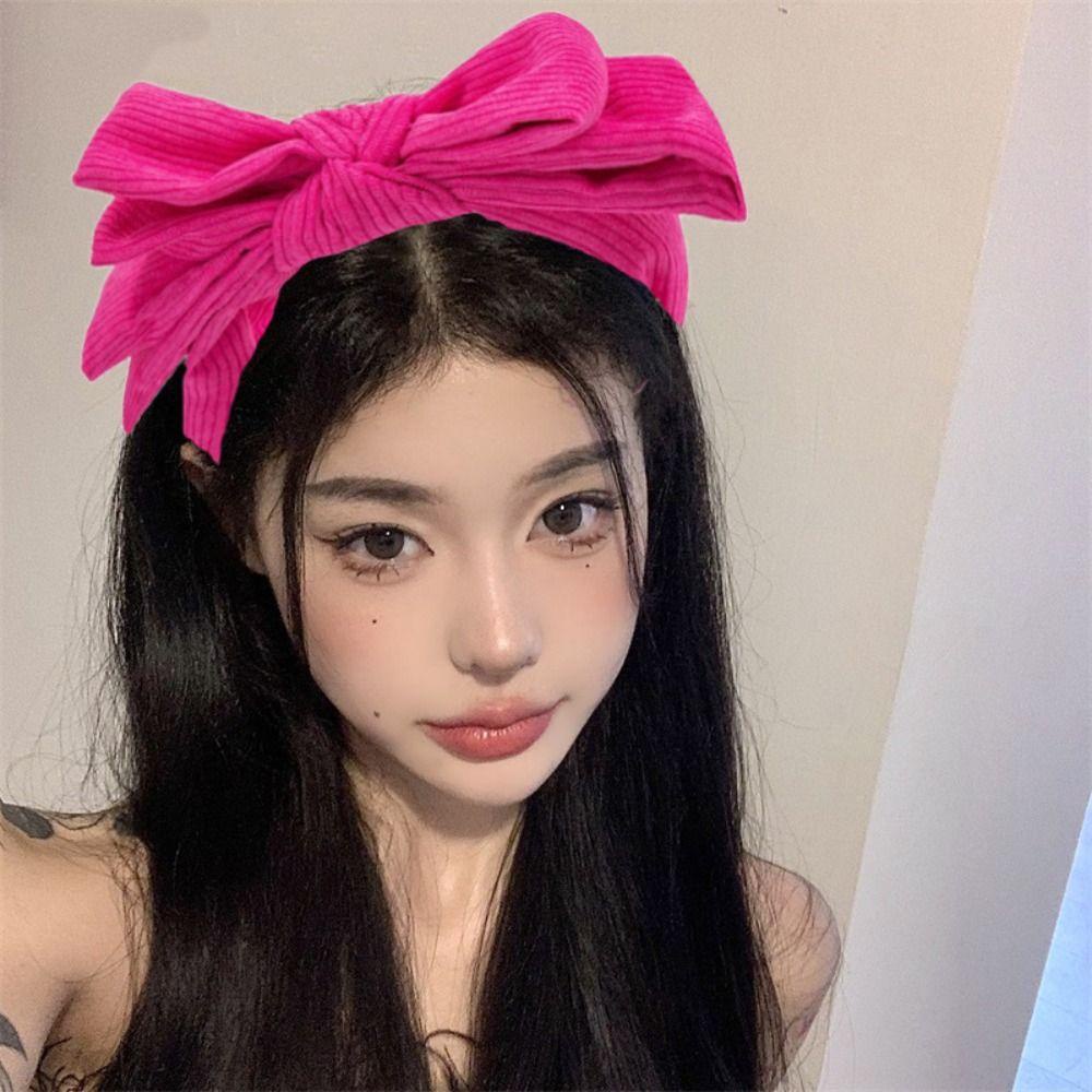 Twinkle Băng Đô Nơ Cài Tóc Bản Rộng Bằng Vải Nhung Màu Trơn Phong Cách Hàn Quốc Ngọt Ngào