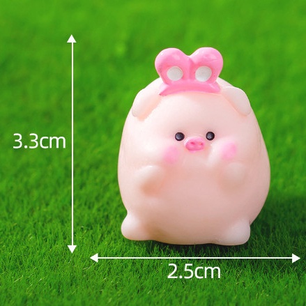 Tượng heo ngồi ăn kem decor terrarium trang trí bàn học