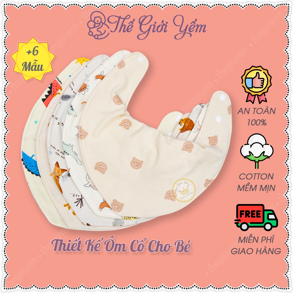 Khăn yếm quàng cổ cotton 2 lớp mềm mại cho bé từ 0 đến 5 tuổi bibs kids