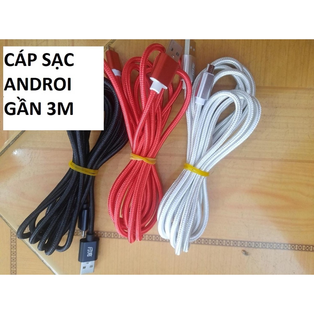 [HCM]Cáp sạc androi bọc dù siêu bền dài gần 3m