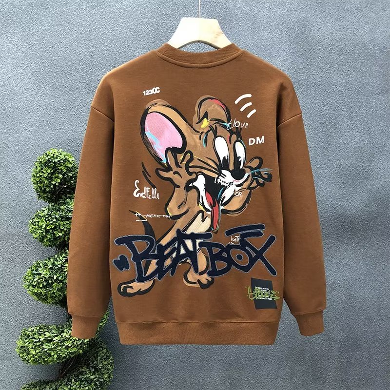 Hanlu Áo Nỉ Thêu Hình Mèo Và Chuột Đơn Giản Thời Trang Thường Ngày Cho Nam