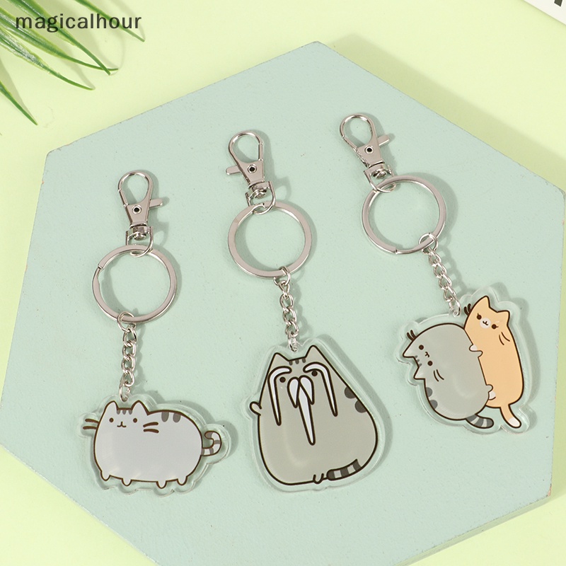 Magicalhour ^ ^ Móc Khóa acrylic Hình Mèo Pusheen Hoạt Hình Nhật Bản Đáng Yêu * Phụ Kiện Mới