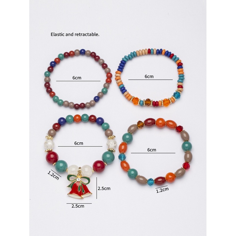 Vòng Tay Nhiều Lớp Đính Hạt Pha Lê Phong Cách bohemian Giáng Sinh