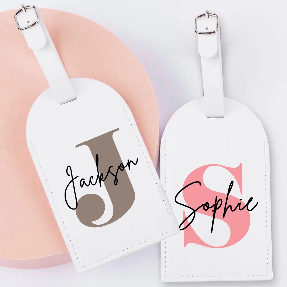 Cá Tính Monogram PU Hành Lý Thẻ Ban Đầu Có Tên Da Cho Vali Hành Lý Túi Xách Thẻ Túi Du Lịch Nhãn Thẻ Tốt Nhất
