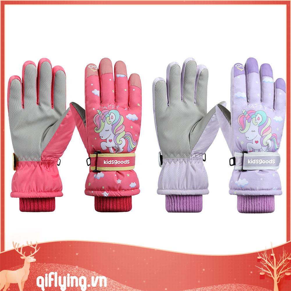 Găng Tay Phủ Toàn Ngón Chống Trượt Họa Tiết Hoạt Hình Cho Trẻ Em Đi Bộ Đường Dài Mùa Đông
