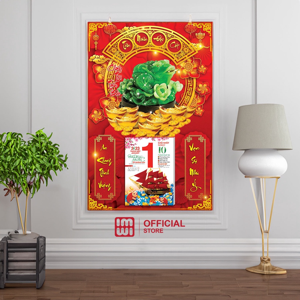 Lịch gỗThiềm Thừ Chiêu Tài Tiến Bảo 40x60cm IMWI GIMIVINA LGV23M10