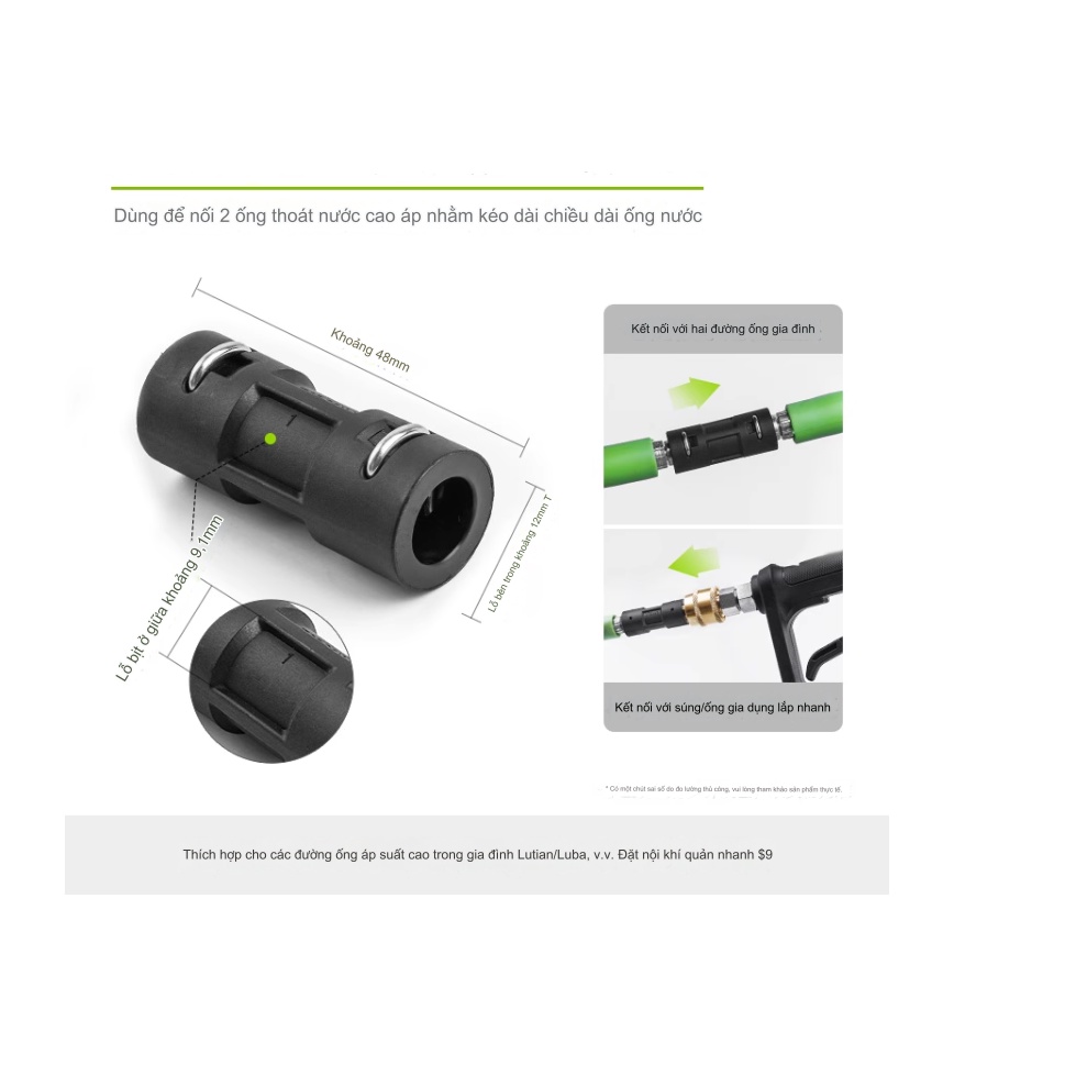 Khớp Nối Nhanh 3/8 Cho Dây Máy Rửa Xe Lutian P4,Yili,ryobi