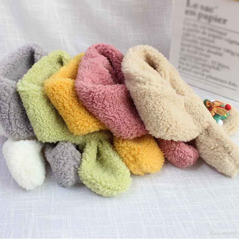 Khăn Choàng Len Cừu Dày Giữ Ấm Họa Tiết Hoạt Hình Dễ Thương Cho Bé Gái