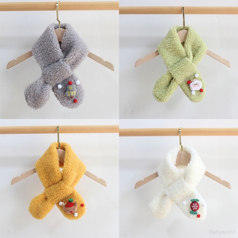 Khăn Choàng Len Cừu Dày Giữ Ấm Họa Tiết Hoạt Hình Dễ Thương Cho Bé Gái