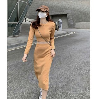 Bộ Áo + Chân Váy Lưng Cao Phong Cách hong kong Cổ Điển Thời Trang Mùa Đông Hàng Mới 2023 Dành Cho Bạn Nữ