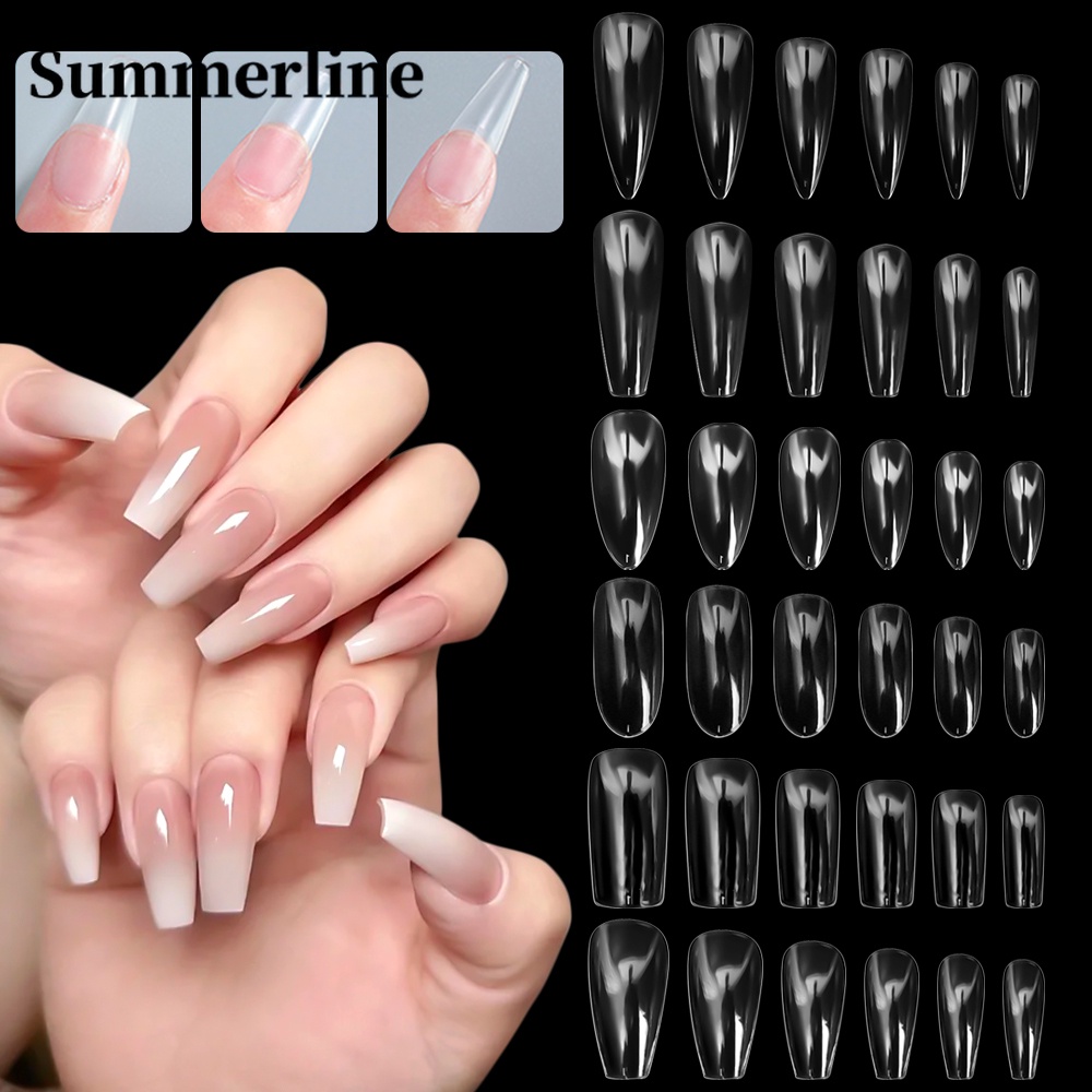 Bộ 24 Móng Tay Giả Trong Suốt Tự Làm Trang Trí Nghệ Thuật
