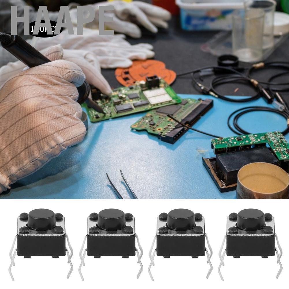 Haape 100pcs Momentary Tactile Push Button Switch Mini Tact Accessory 6x6x4.3mm