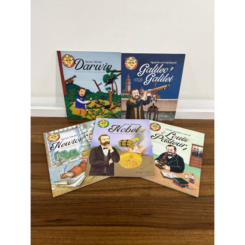 Sách: Lẻ/Combo Những Bộ Óc Vĩ Đại: Darwin + Galileo + Louis + Nobel + Newton - Cùng Nhà Khoa Học Vén Màn Bí Ẩn Nhân Loại