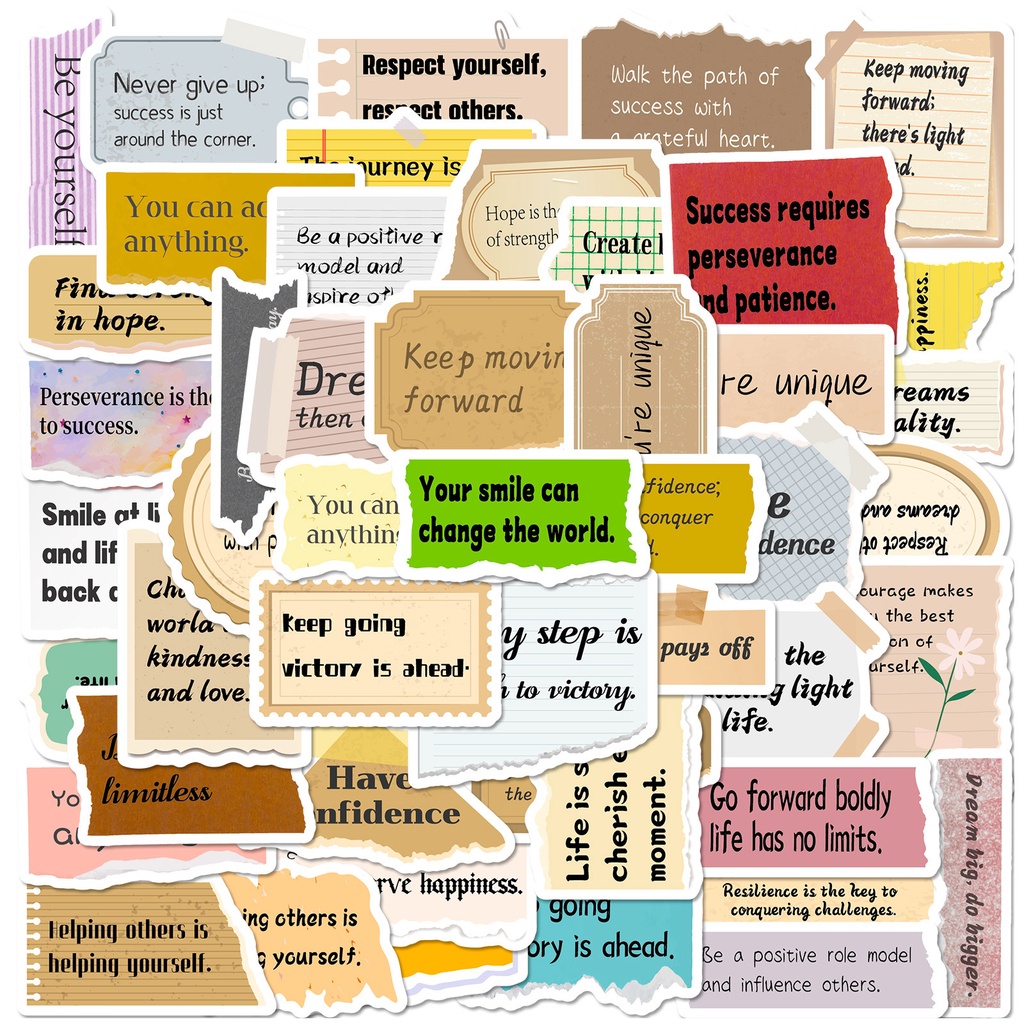 Bộ 50 Miếng Dán Viết Chì Hình Dạng Không Đều graffiti Truyền Cảm Hứng Cho Mũ Bảo Hiểm / Xe Đạp / Đề Canlanstickersworld