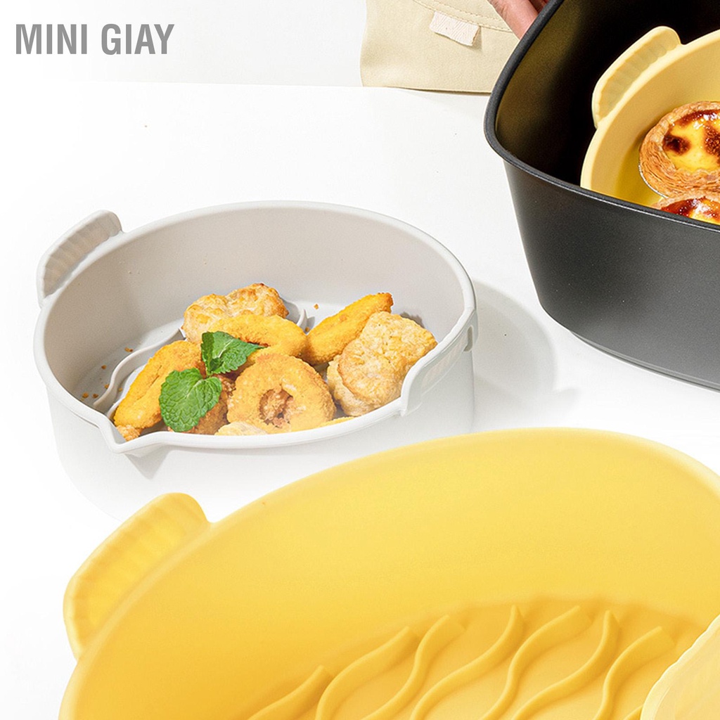 Mini Giay Nồi chiên silicon có tay cầm thể gập lại dễ dàng làm sạch Chảo nướng tái sử dụng cho lò bánh BBQ