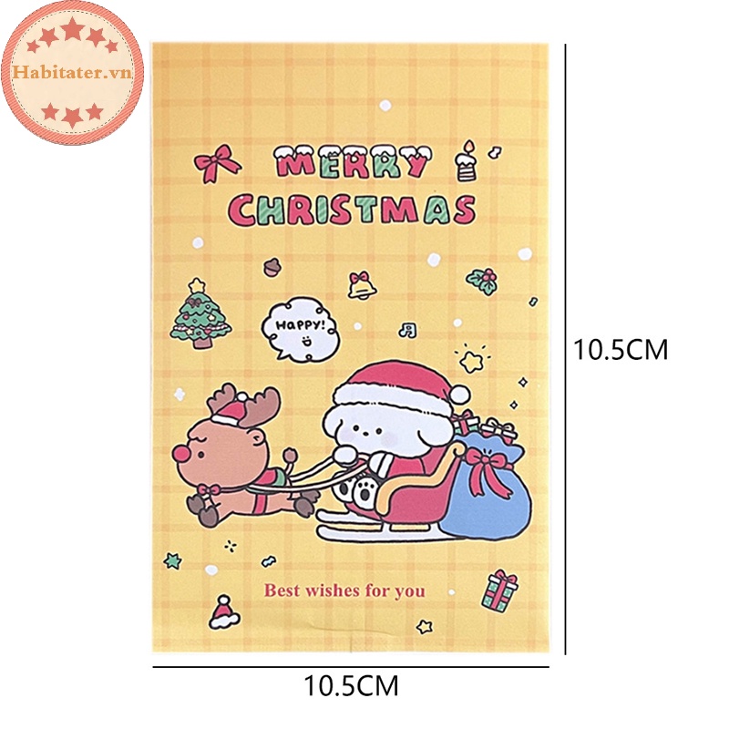 Set 10 Túi Giấy Đựng Kẹo / Bánh Quy Họa Tiết Giáng Sinh Dễ Thương diy vn
